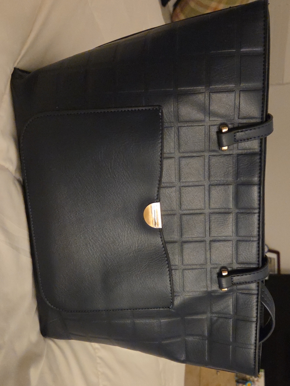Classic Navy Women’s Tote Bag with Gold Accent